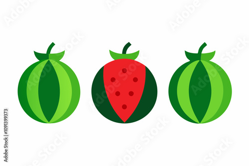 watermelon fruit clip art vector illustration on white background.