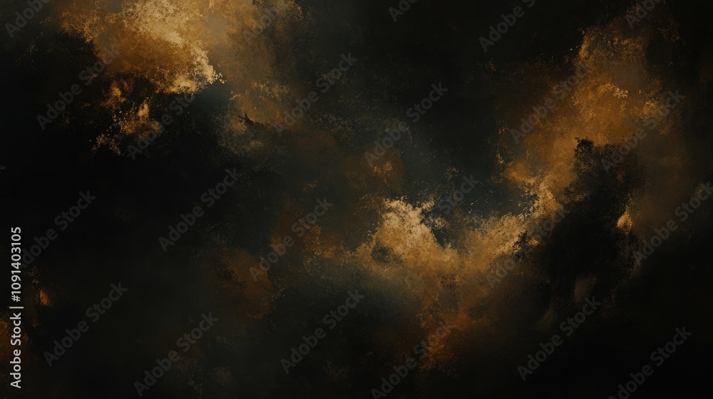 Obraz premium Dramatic night sky showcasing tumultuous storm clouds in deep burnt sienna and golden tones, creating a captivating, moody atmosphere.