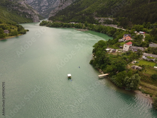 Jablanica lake in Bosnia, moutains in the background