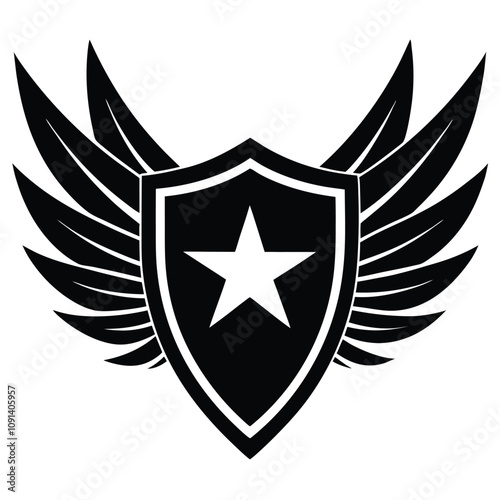 Military insignia badge silhouette vector illustration