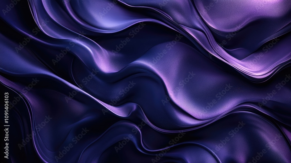 Obraz premium Fluid navy and deep violet waves create a rich textured background, perfect for design projects with a blank space for customization.