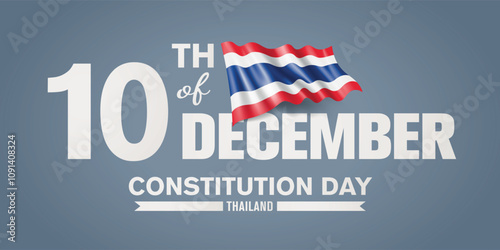 Thailand happy constitution day greeting card, banner with template text vector illustration