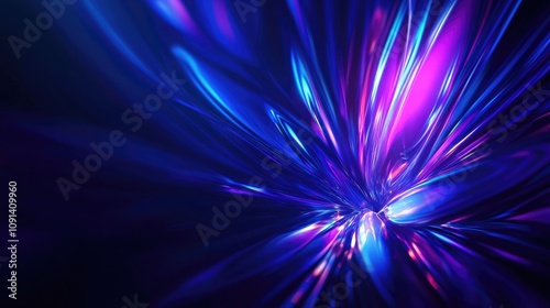 Dynamic abstract dark blue backdrop featuring vibrant bursts of neon light in shades of purple and blue, creating a visually striking and energetic atmosphere.