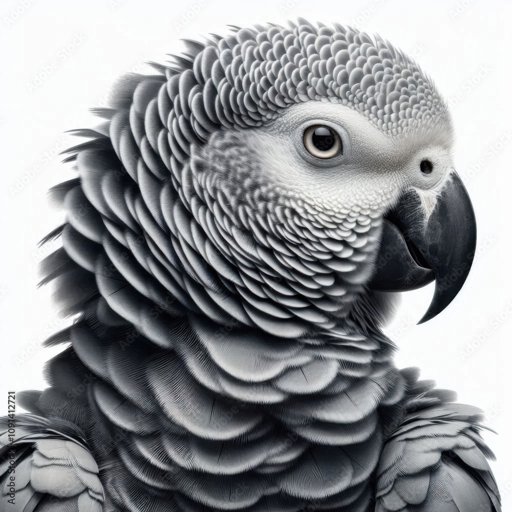 Fototapeta premium Afghan Grey Parrot isolated on a white background 3