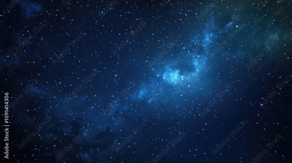 Obraz premium Vibrant night sky featuring the Milky Way galaxy with countless sparkling stars against a deep blue backdrop