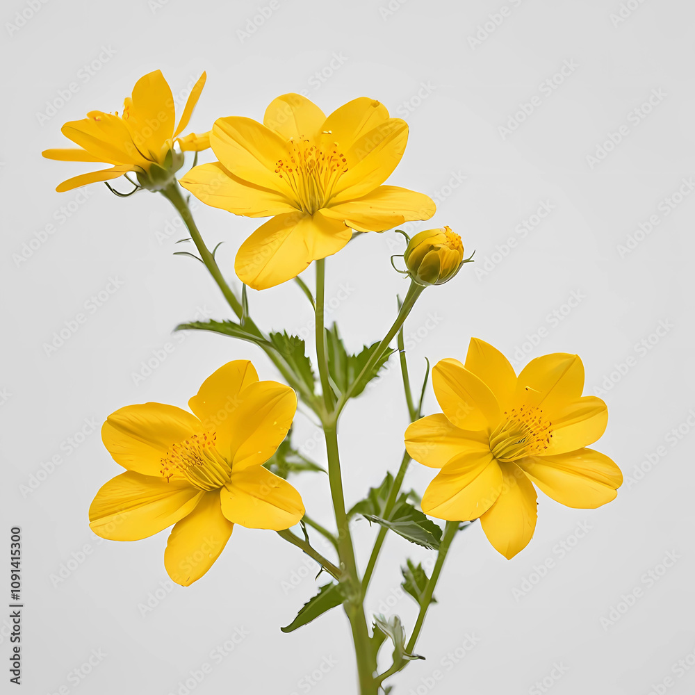 Fototapeta premium yellow flowers on white background