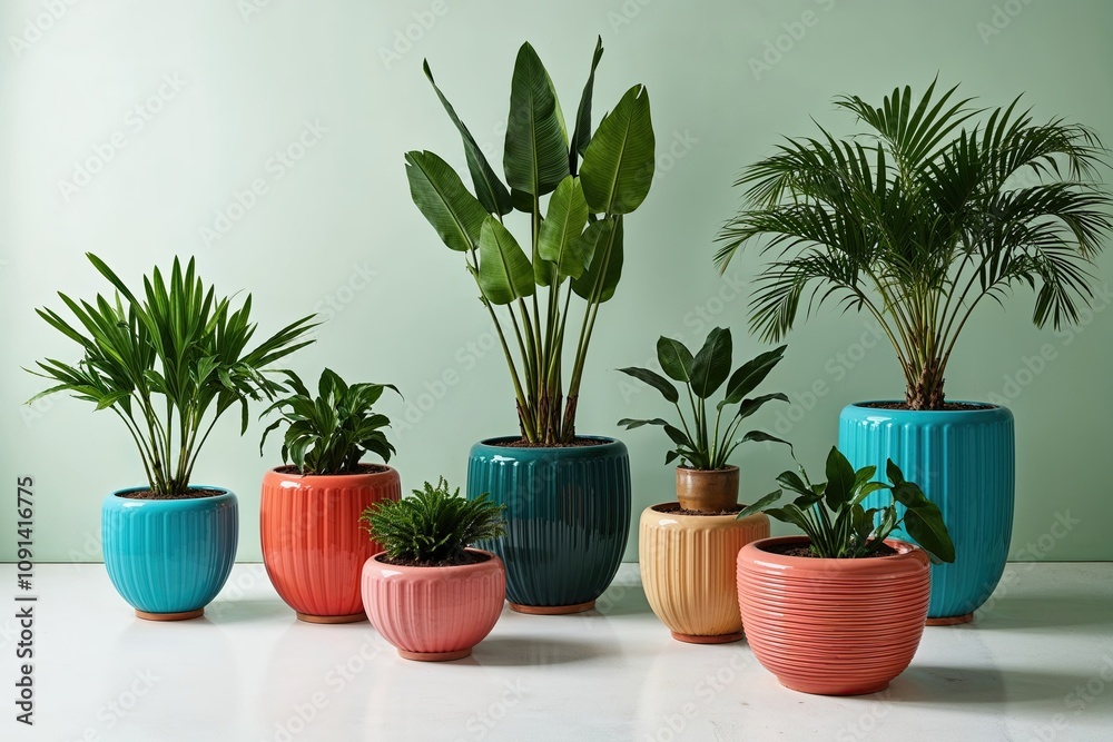 Obraz premium Stunning Vintage Inspired Planters and Home Plant Displays on Clean Backgrounds
