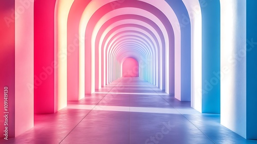 Abstract background with white lines in the shape  Colorful gradient room background