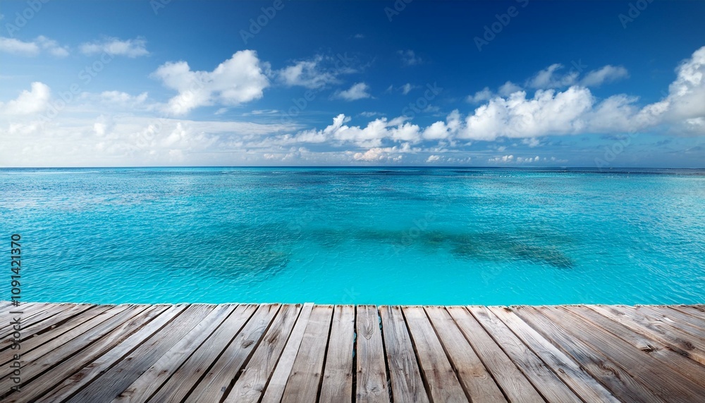 Fototapeta premium caribbean sea and wooden platform