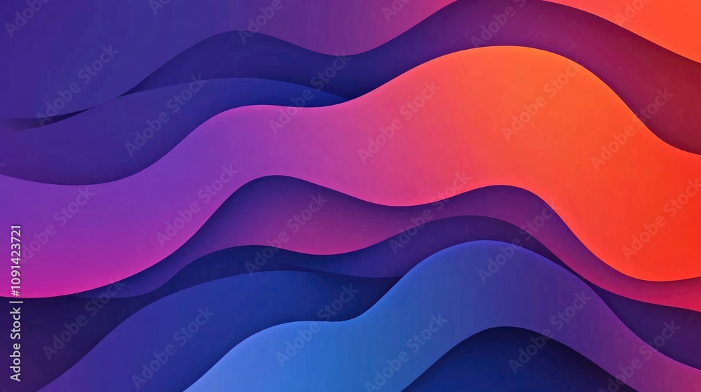 Obraz premium Fluid gradient background showcasing dynamic waves in vibrant shades of red, blue, and violet, creating a visually striking and modern abstract design.