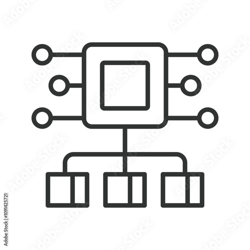 Clustered hosting, icon in line design. Clustered, hosting, server, network, scalability, reliability, cloud on white background vector. Clustered hosting editable stroke icon