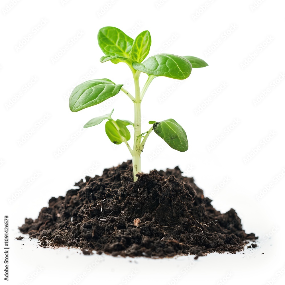 Green seedling illustrating concept of new life on white backgroun Green seedling illustrating concept of new life on white backgroun