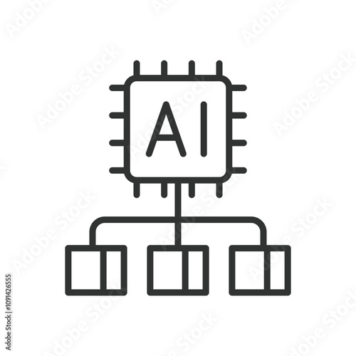 AI segmentation, icon in line design. AI, segmentation, analysis, automation, data, classification, recognition on white background vector. AI segmentation editable stroke icon