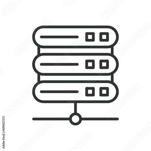 Database server, icon in line design. Database, server, storage, network, data, cloud, management on white background vector. Database server editable stroke icon