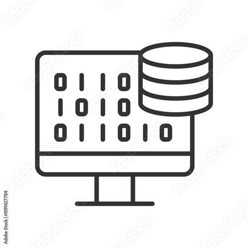 Database coding, icon in line design. Database, coding, programming, data, structure, SQL, query on white background vector. Database coding editable stroke icon