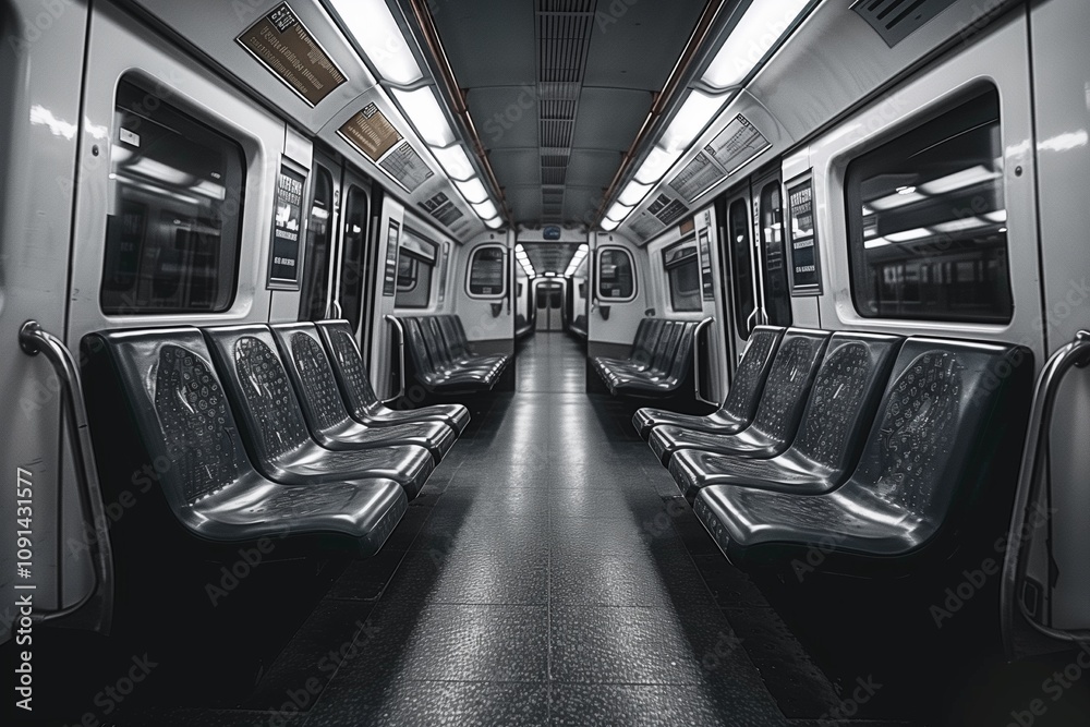 Fototapeta premium Empty seats in electric train