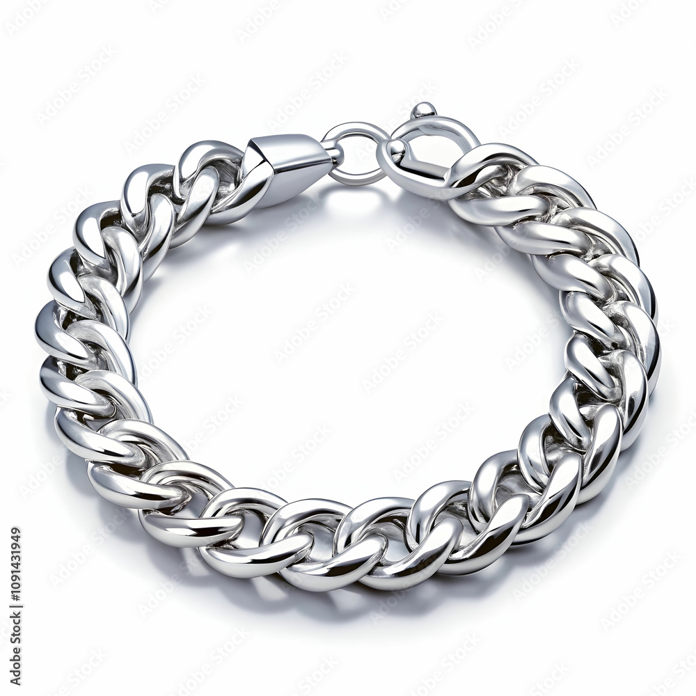 Obraz premium A delicate silver chain bracelet featuring interlinked designs.
