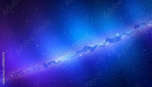 A galaxy-themed gradient background with deep blue and purple shades fading into specks of white stars.