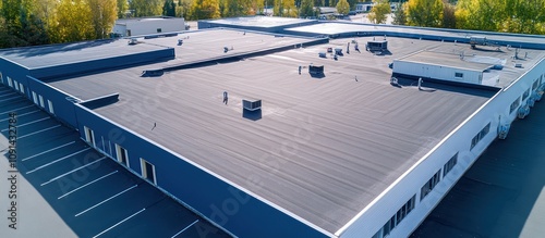 Wallpaper Mural Aerial View of a Modern Commercial Building with Flat Roof Torontodigital.ca