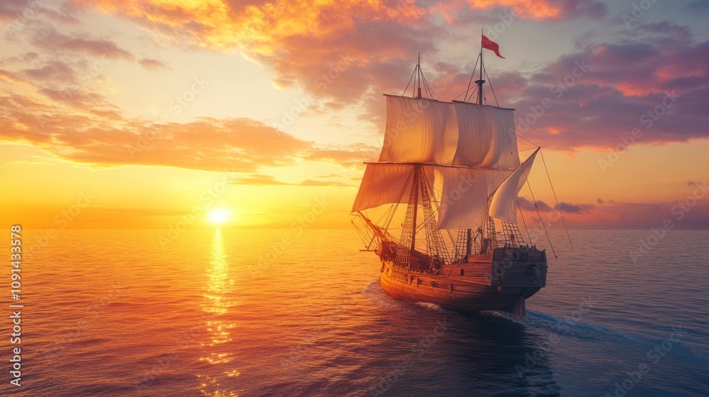 Obraz premium Sailing into the Sunset