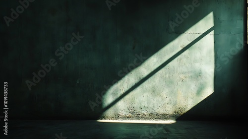 Light falling on a simple wall casting a bold shadow in an otherwise dark scene