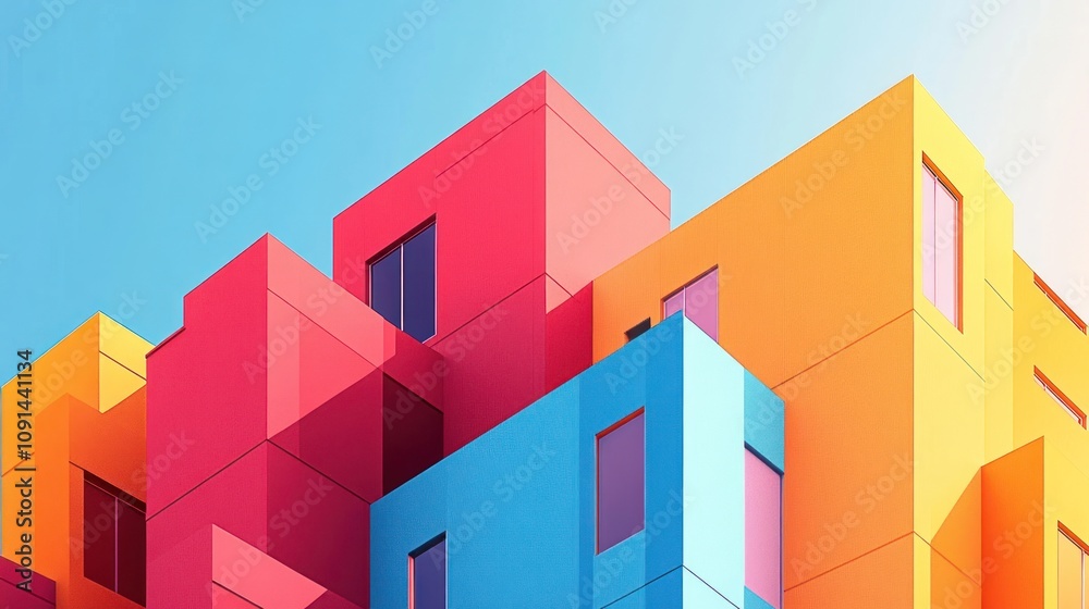 Fototapeta premium Vibrant Architectural Abstract: A Symphony of Colors