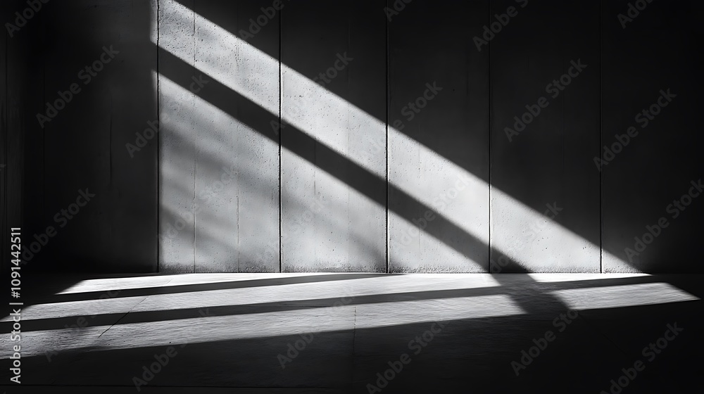 Obraz premium Focused beam creating sharp shadow lines on a minimalist wall backdrop