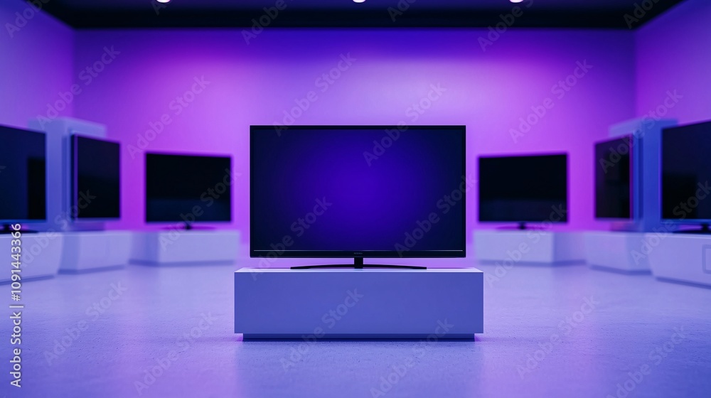 Fototapeta premium Big Discount on Modern Television in Appliance Showroom