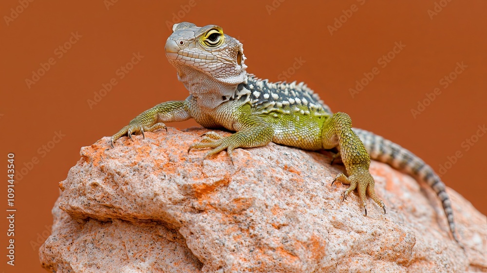 Fototapeta premium Lizard Basking on a Sunlit Rock