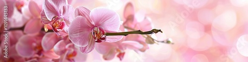Orchid Background. Pink Phalaenopsis Blooms on Beautiful Floral Banner