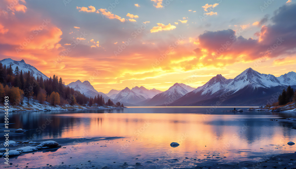 Fototapeta premium sunset in the mountains