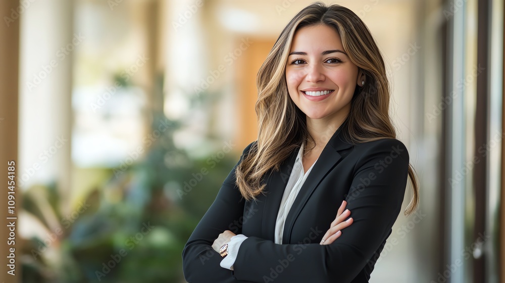 Naklejka premium The businesswoman values healthcare real estate as essential for long-term investments.