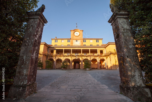 Italia, Toscana, Lucca, Marlia la villa Reale e il parco. Palazzina dell'orologio. photo