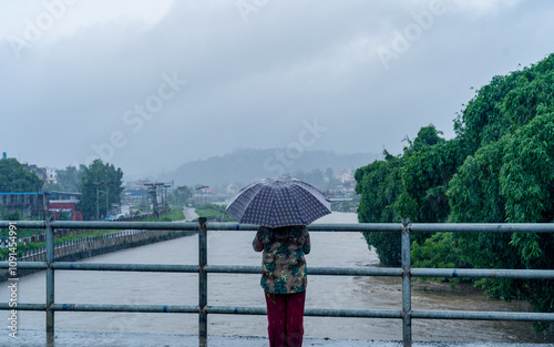 havey rainfall in Kathmandu, Nepal. photo