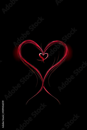 Elegant red heart illustration on a black background