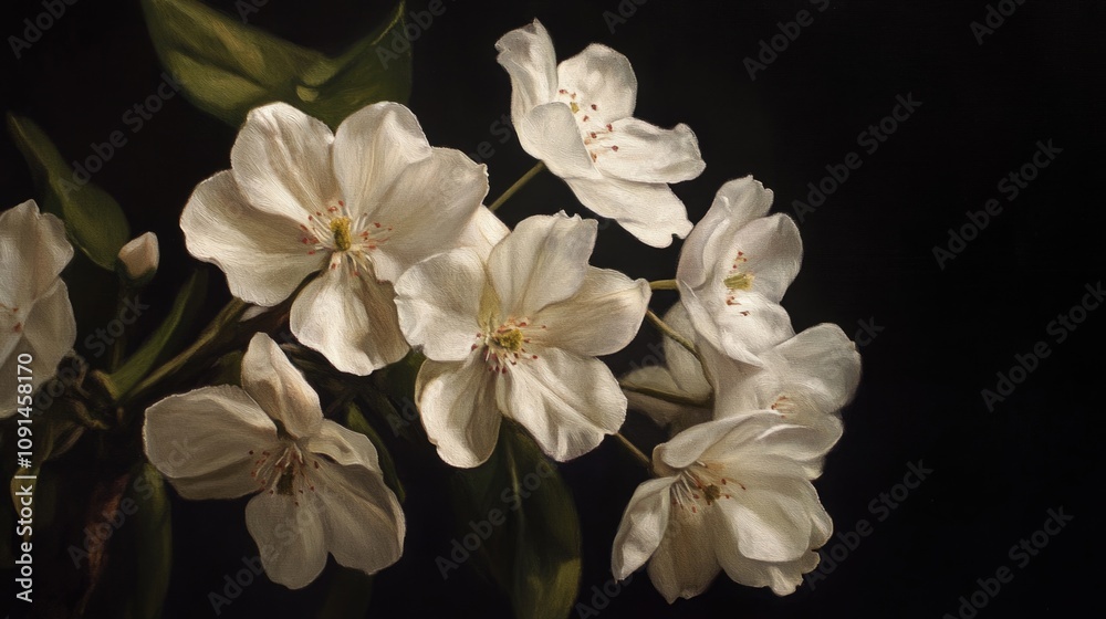 Obraz premium A bouquet of white flowers arranged in a decorative vase