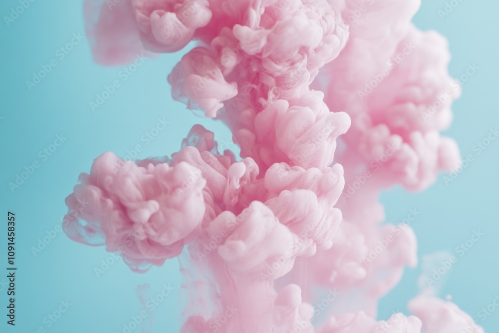 Obraz premium A close-up of a pink substance suspended in water