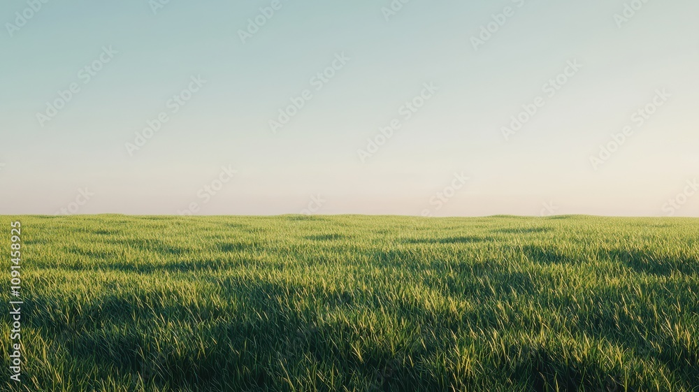 Fototapeta premium Expansive Green Field Under Warm Light