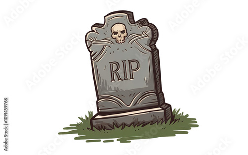 Cartoon-Style Tombstone with 