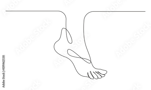 Human foot one continuous line drawing concept of medical. Baby feet minimalist premium vector design