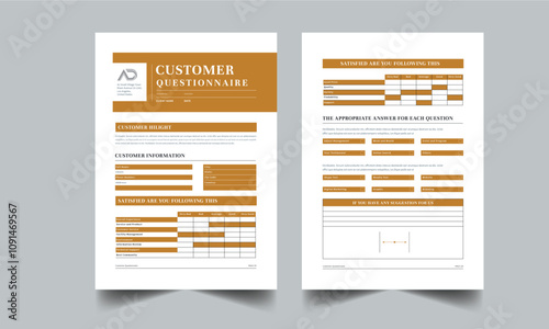 Customer Questionnaire layout design with 3 page concept design for business informational subject project