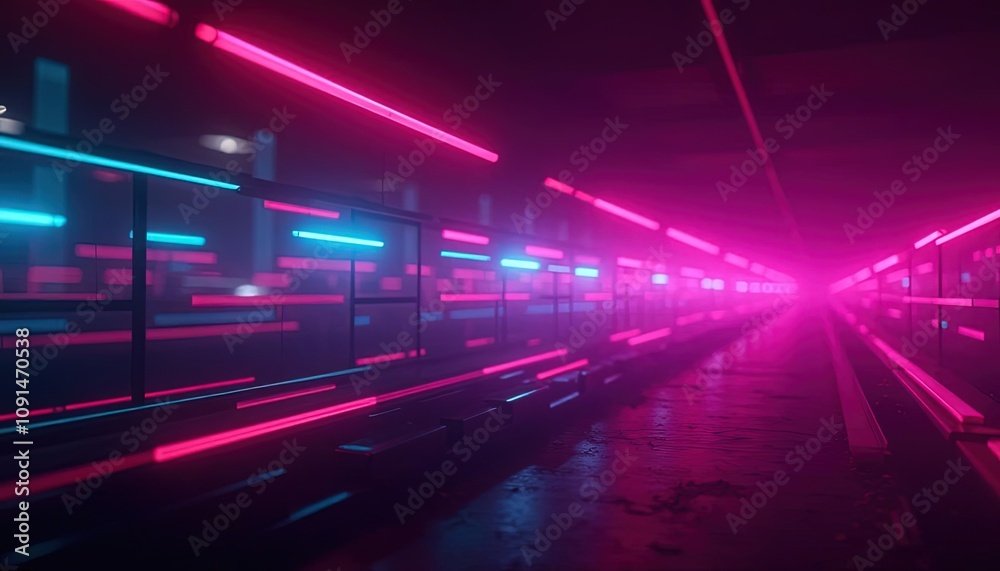 Futuristic light beams and glowing trails in motion creating a tunnel effect with speed lines Futuristic light beams and glowing trails in motion creating a tunnel effect with speed lines