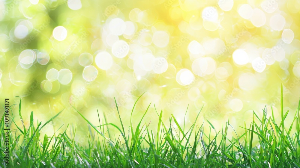 Fototapeta premium Dewy Grass Blades in Morning Sun