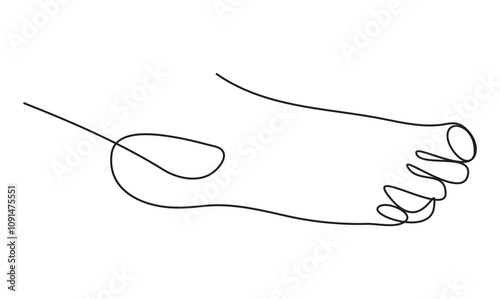 Human foot one continuous line drawing concept of medical. Baby feet minimalist premium vector design