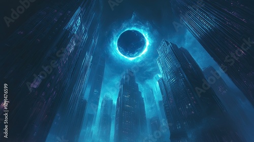 Eclipse Descends Over a Dark Gothic City, a Haunting Vision Between Towers of Despair