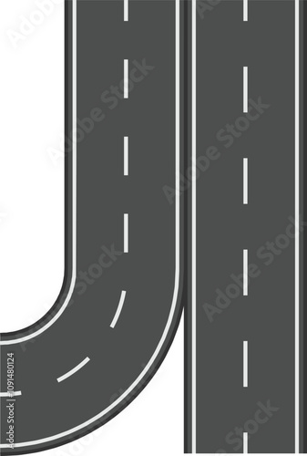 Illustration featuring a winding road seamlessly merging with a straight highway, creating a visual representation of diverging and converging paths, set against a clean white backdrop
