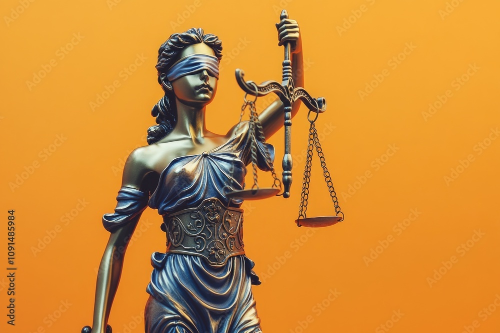 Obraz premium A symbol of fairness and impartiality, this image depicts Lady Justice holding a sword