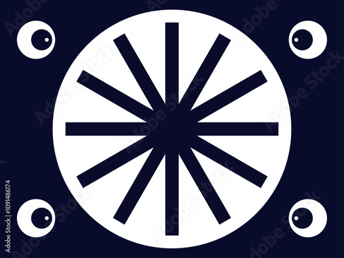 Circle wheel with black geometric background art
