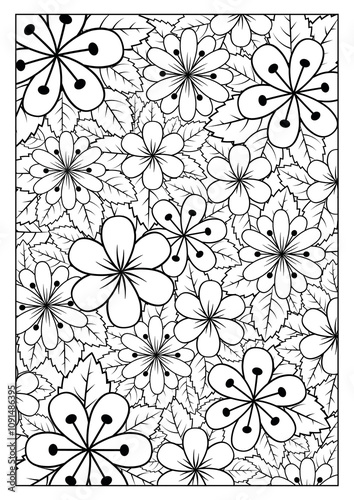 Floral Doodle Art: Coloring Pages for Stress Relief and Creative Therapy