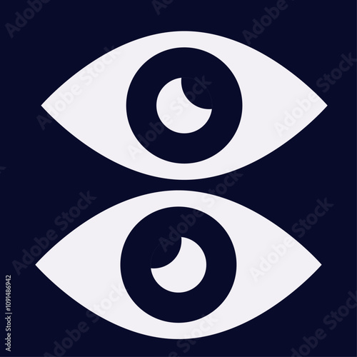 Black and white eye flat vector illustration 